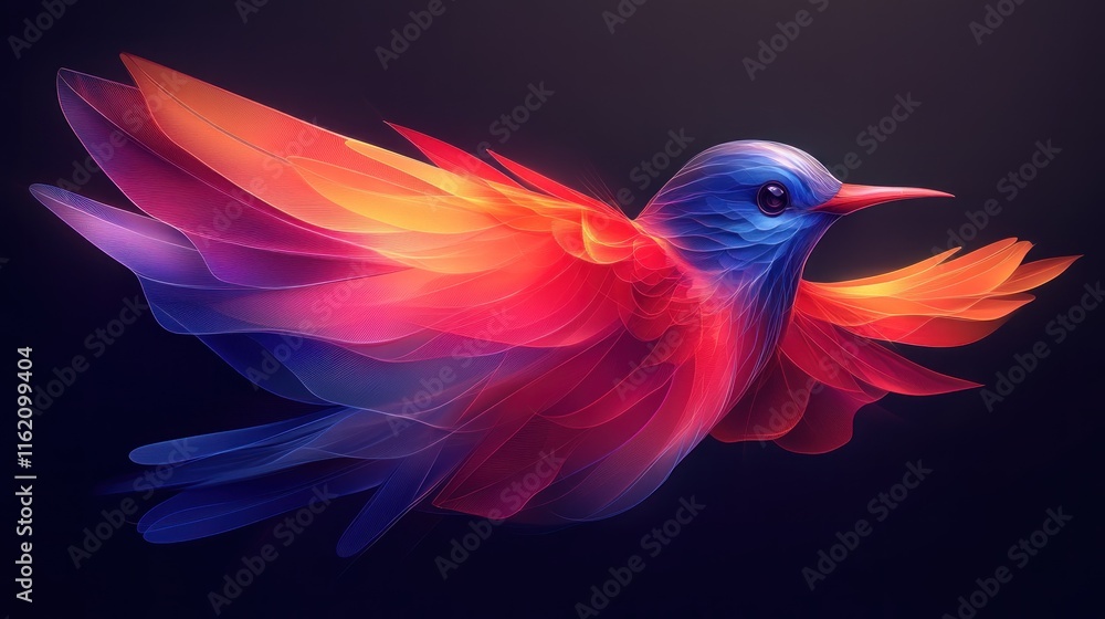 Fototapeta premium Abstract hummingbird in flight, vibrant colors.