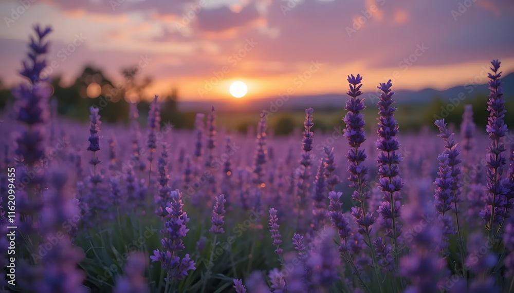 Obraz premium lavender field at sunset