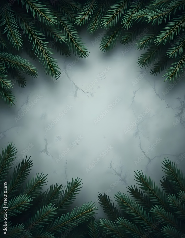 Obraz premium frame with fir branches