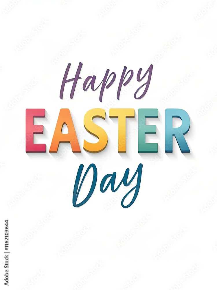 Gradient-Colored Modern Happy Easter Day on White Background Gradient-Colored Modern Happy Easter Day on White Background