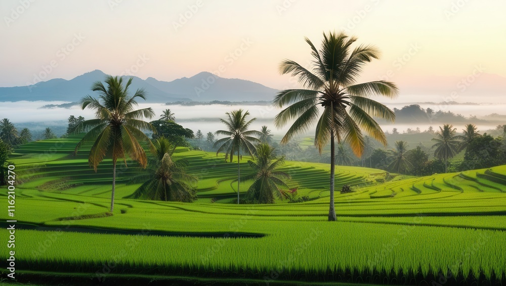 Sunrise over lush rice terraces ubud bali landscape photography tranquil environment Sunrise over lush rice terraces ubud bali landscape photography tranquil environment