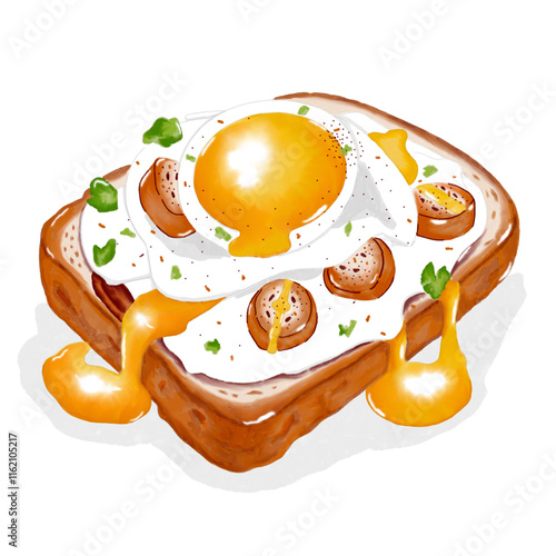 fried egg with bacon