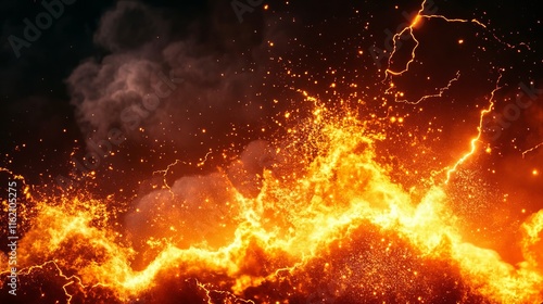 Wallpaper Mural Fiery Inferno Volcanic Eruption with Lightning Torontodigital.ca