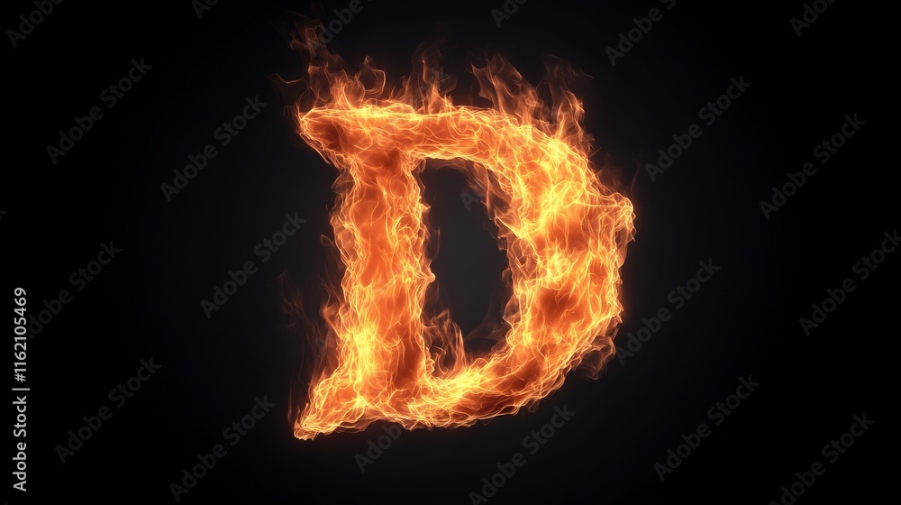 Fiery Letter D Burning Alphabet Design Fiery Letter D Burning Alphabet Design