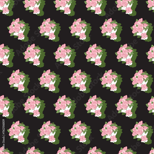 Delight Blossom Array Cute Pink Bouquets Pattern. Perfect for textiles, stationery, or home decor, this pattern brings a touch of spring joy and color to any project.