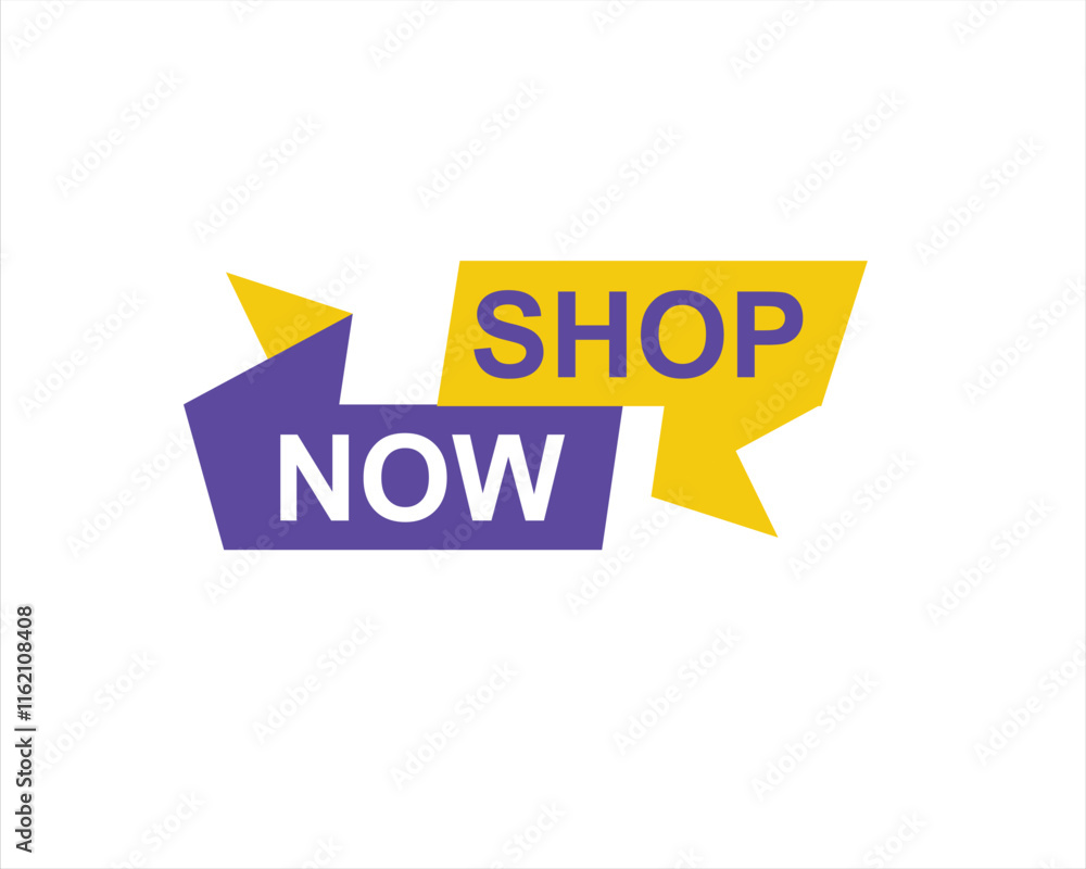 shop now button. Promotion sign on white background

