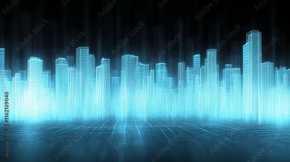 Futuristic Cityscape Digital Wireframe Metropolis Futuristic Cityscape Digital Wireframe Metropolis