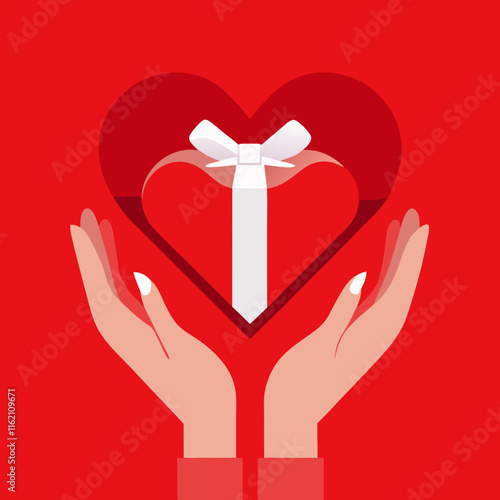 valentine day card gift box with heart 