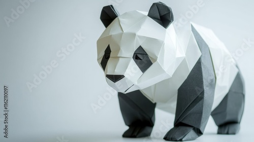 panda origami white background