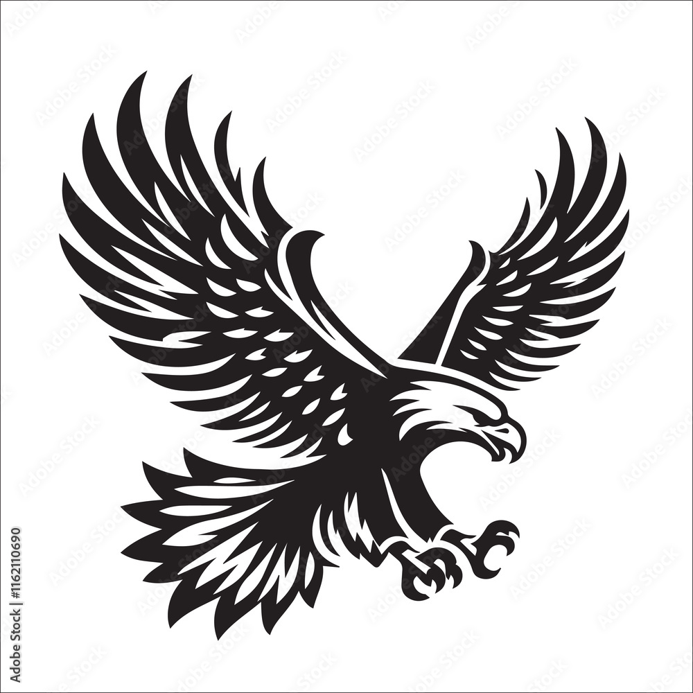 Fototapeta premium Flying Eagle Svg Vector Silhouette File black