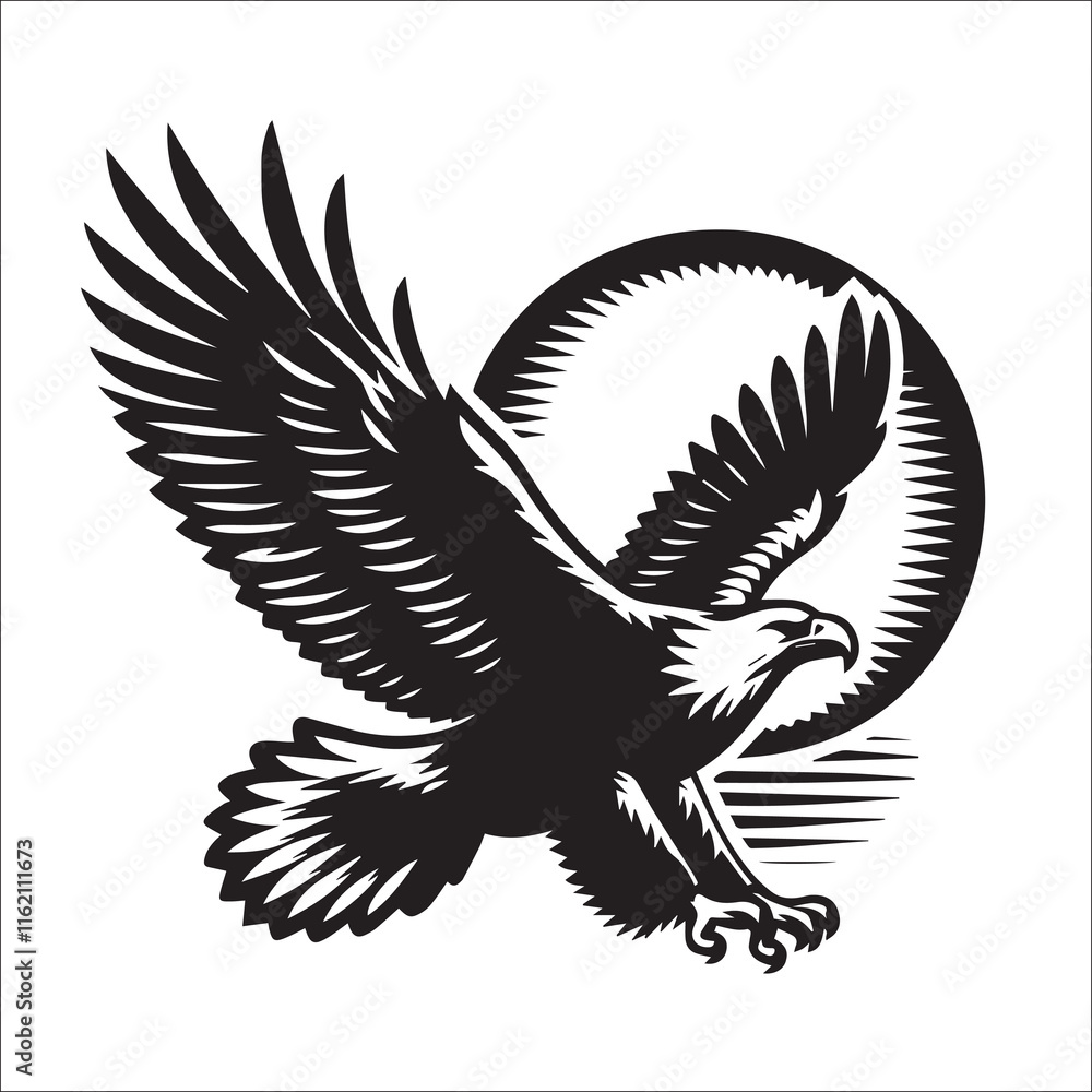 Obraz premium Flying Eagle Silhouette Vector black