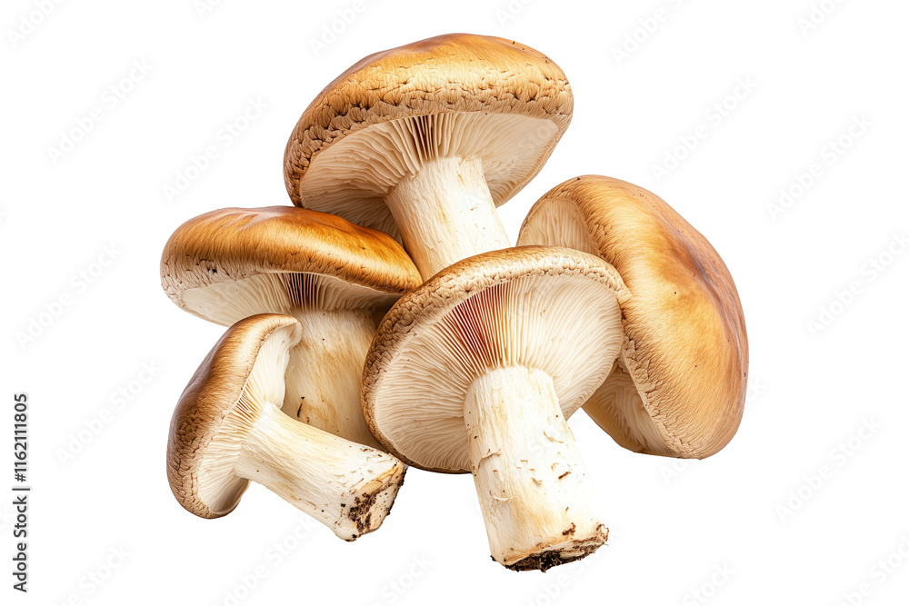 Fototapeta premium Closeup of Porcini mushroom showing its textured cap and stem isolated on a white background. Concept of fungi and nature