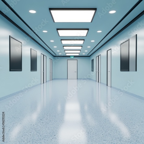 Cleanroom Interior Design with Integrated Air Vents and Bright Lighting for Optimal Operating Room Conditions