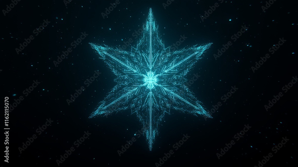 Glowing Celestial Snowflake Digital Art Abstract Design Glowing Celestial Snowflake Digital Art Abstract Design