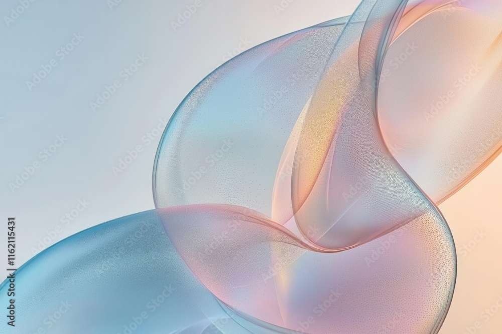 Naklejka premium A minimalistic abstract background of glowing overlapping circular gradients in shades of peach, aqua, and lavender, adorned with tiny shimmering particles for a dreamy aesthetic. 