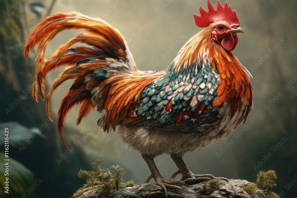 Fototapeta premium Beautiful curly feather decoration chicken Beautiful curly feather decoration chicken