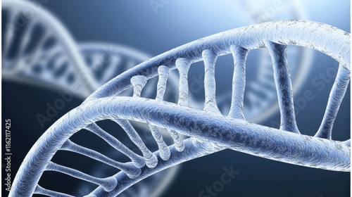 Close-up of a DNA double helix structure, symbolizing genetics and scientific research. photo