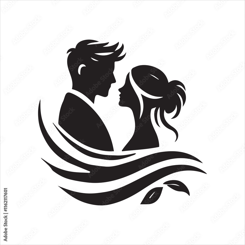 Silhouette of a Couple Icon Logo Vector on White Background Silhouette of a Couple Icon Logo Vector on White Background