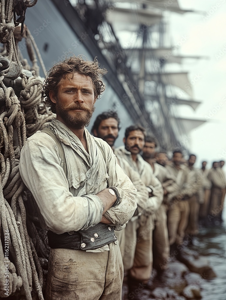Sailors Preparing to Set Sail on a Historic Ship Sailors Preparing to Set Sail on a Historic Ship