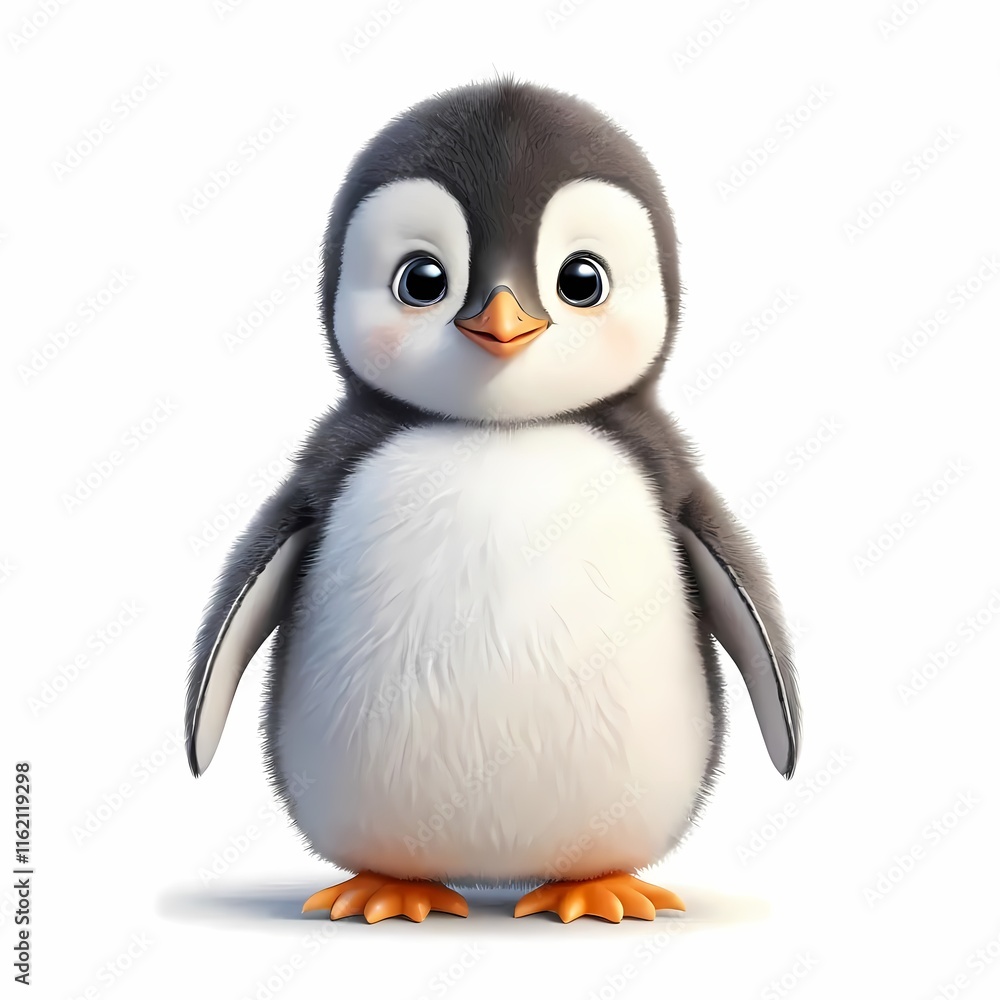 Stylized penguin vector art isolated on plain white canvas