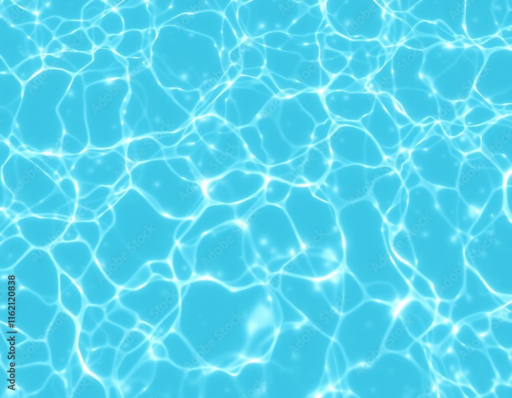 Fototapeta premium Swimming Pool Water Surface with Rippled Light Effect and Caustic Pattern in Bright Turquoise Blue