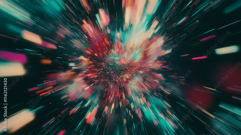 A vibrant explosion of colorful particles spreading outward in a dynamic motion, set against a deep black background. The fine details of particles create an energetic and futuristic vibe A vibrant explosion of colorful particles spreading outward in a dynamic motion, set against a deep black background. The fine details of particles create an energetic and futuristic vibe