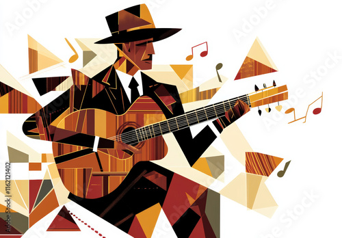 Colorful Geometric Shapes Depicting a Musician photo