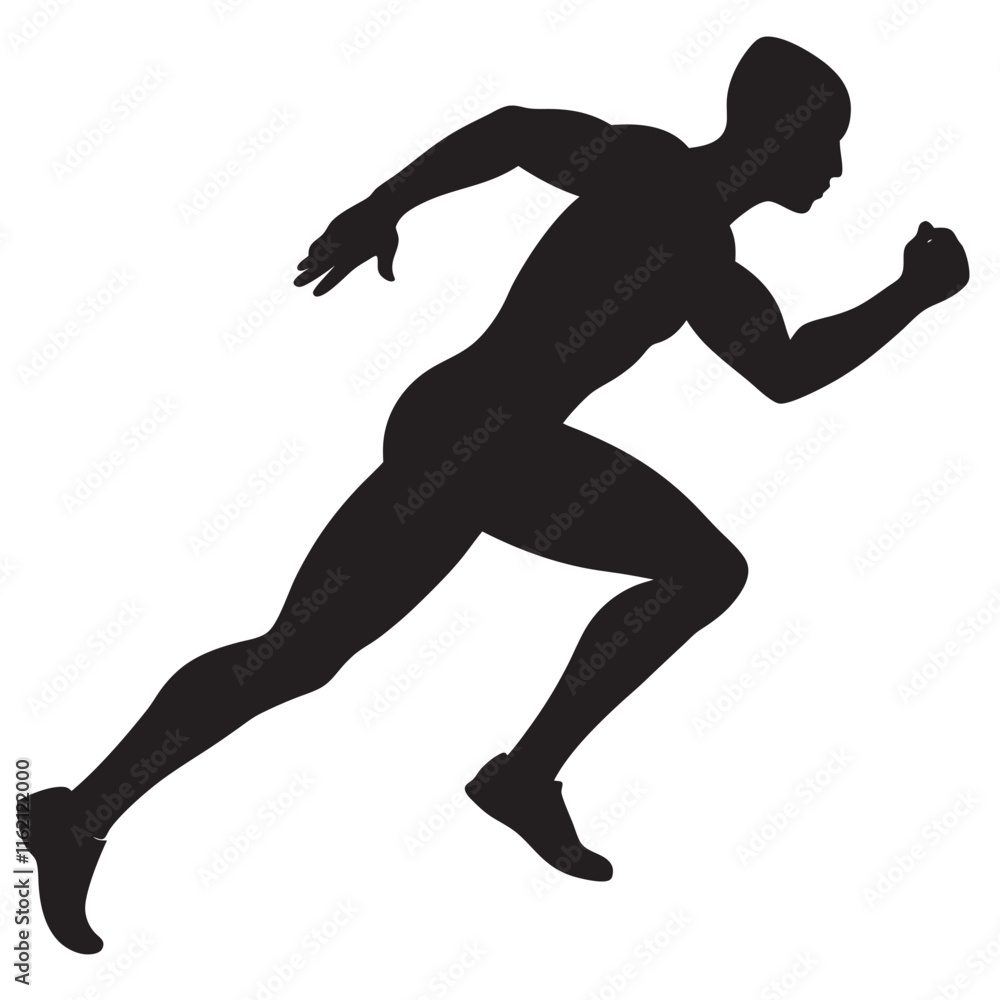 Athlete running hard silhouette linocut vector Athlete running hard silhouette linocut vector