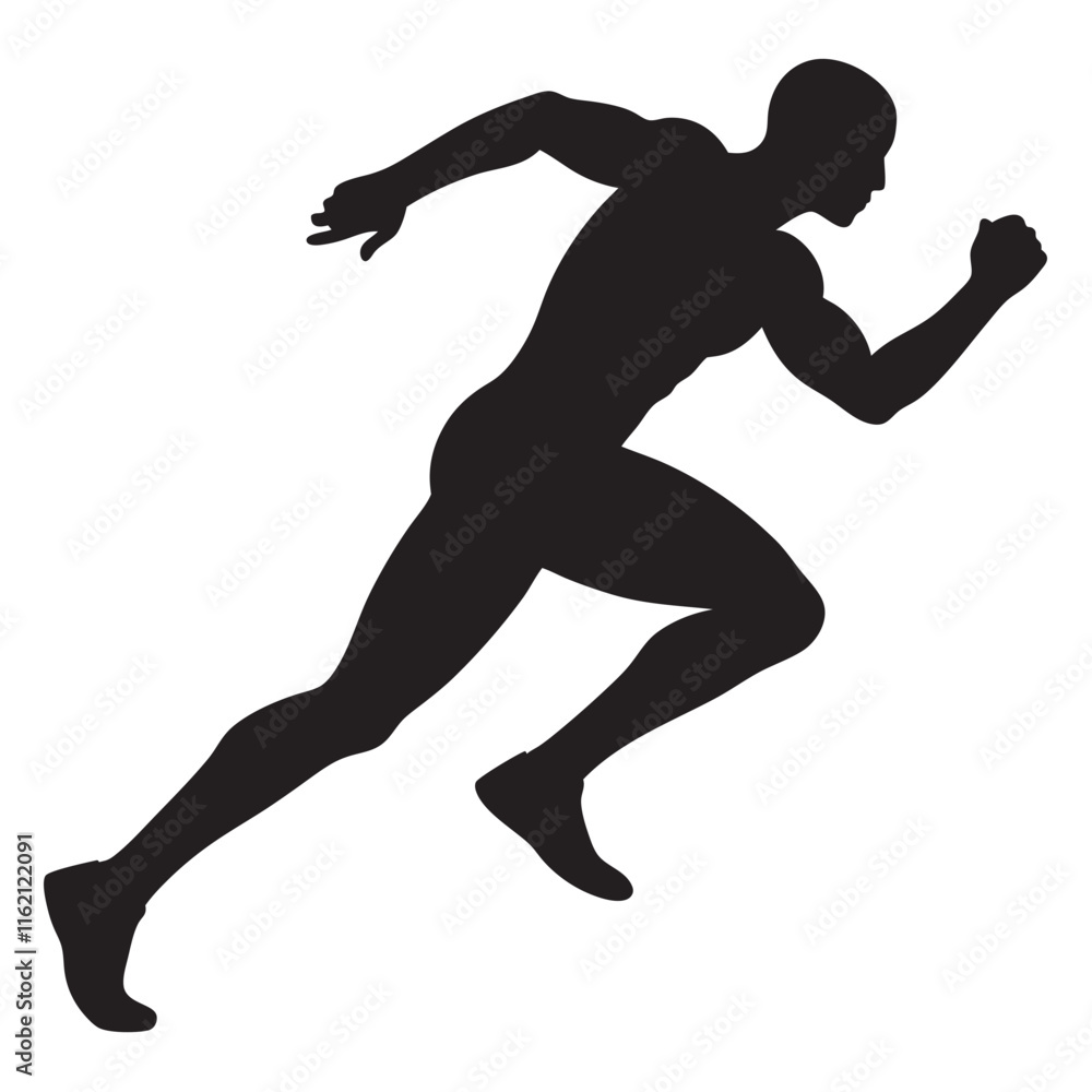 Athlete running hard silhouette linocut vector Athlete running hard silhouette linocut vector
