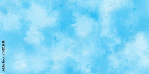 shiny and clear painted light blue clouds watercolor background, sky clouds for wallpaper backdrop background, The summer is colorful clearing day Good weather with natural blue clouds.