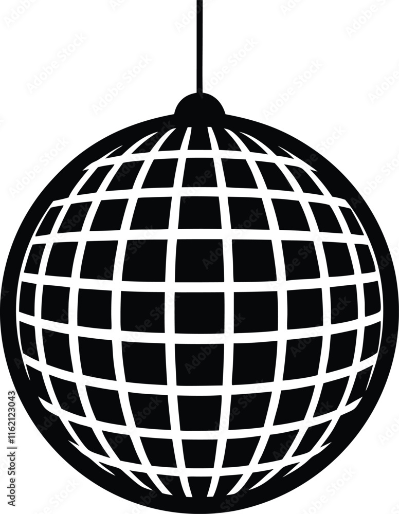 Disco light ball silhouette. Disco ball vector illustration Disco light ball silhouette. Disco ball vector illustration