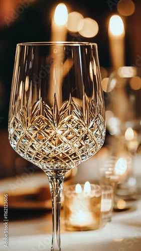 Wallpaper Mural Elegant crystal wine glass on a beautifully set table with soft candlelight ambiance during a special evening gathering Torontodigital.ca