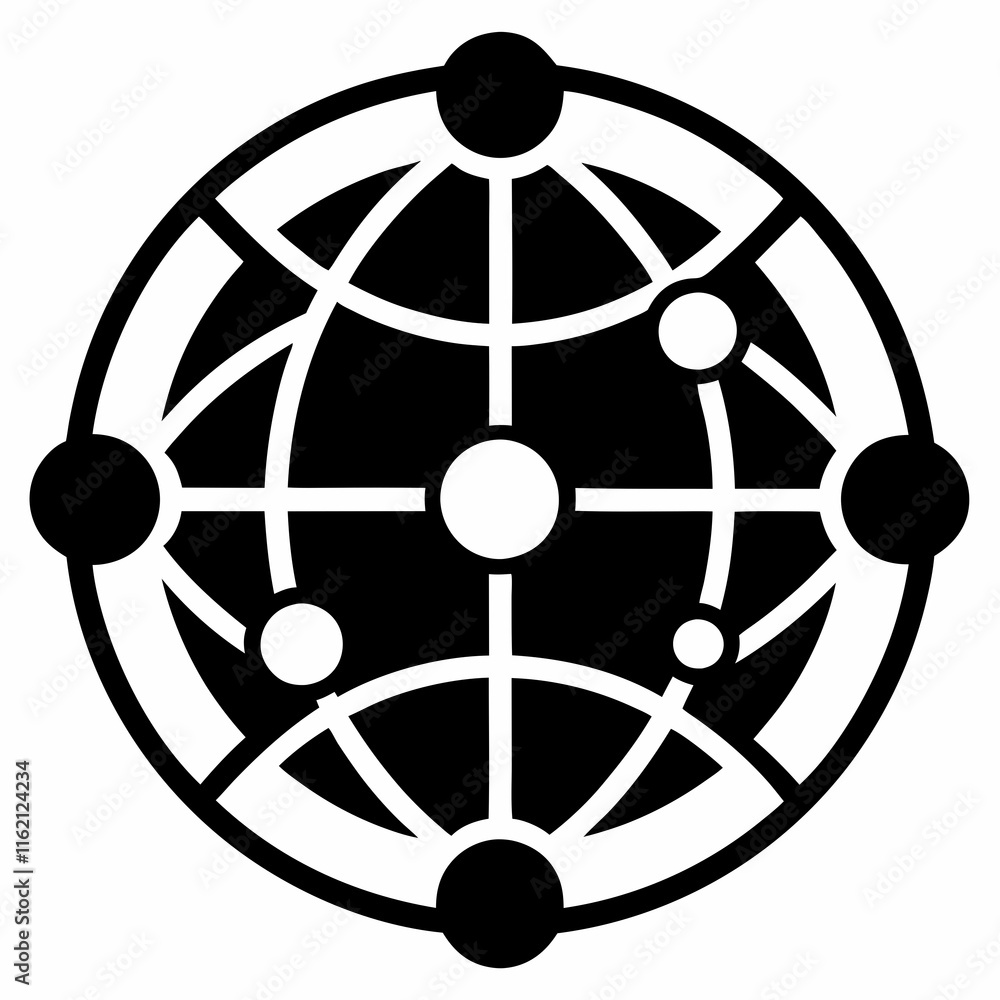 Globe Network Silhouette Vector Globe Network Silhouette Vector