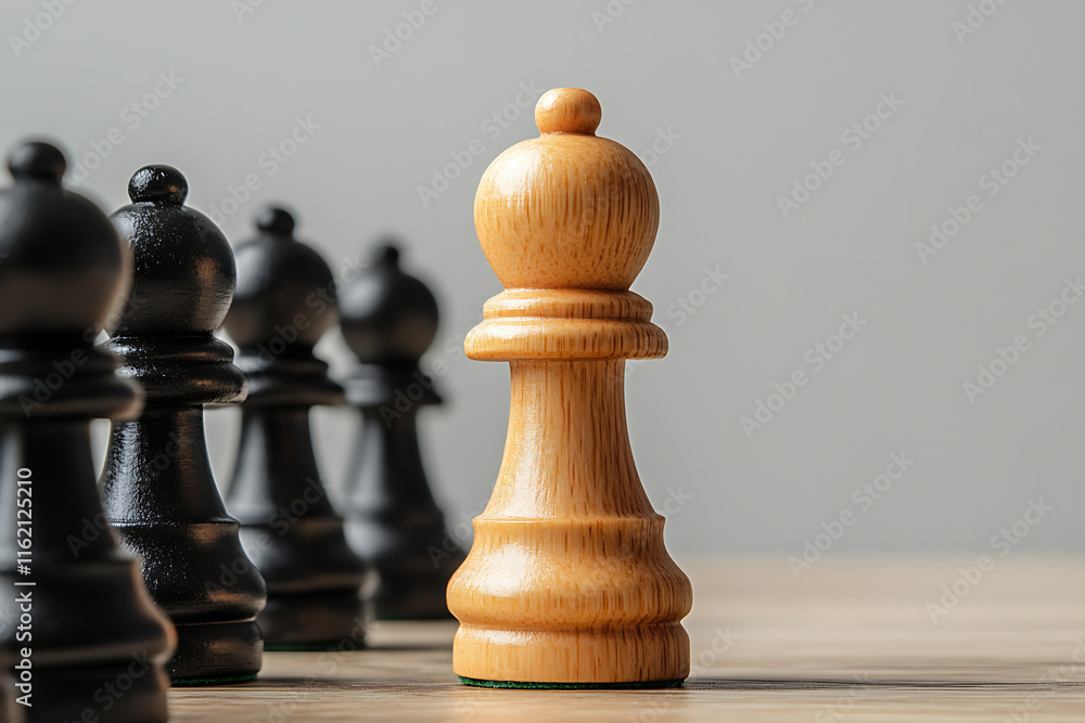 Single Pawn Standing Out Among Chess Pieces Single Pawn Standing Out Among Chess Pieces