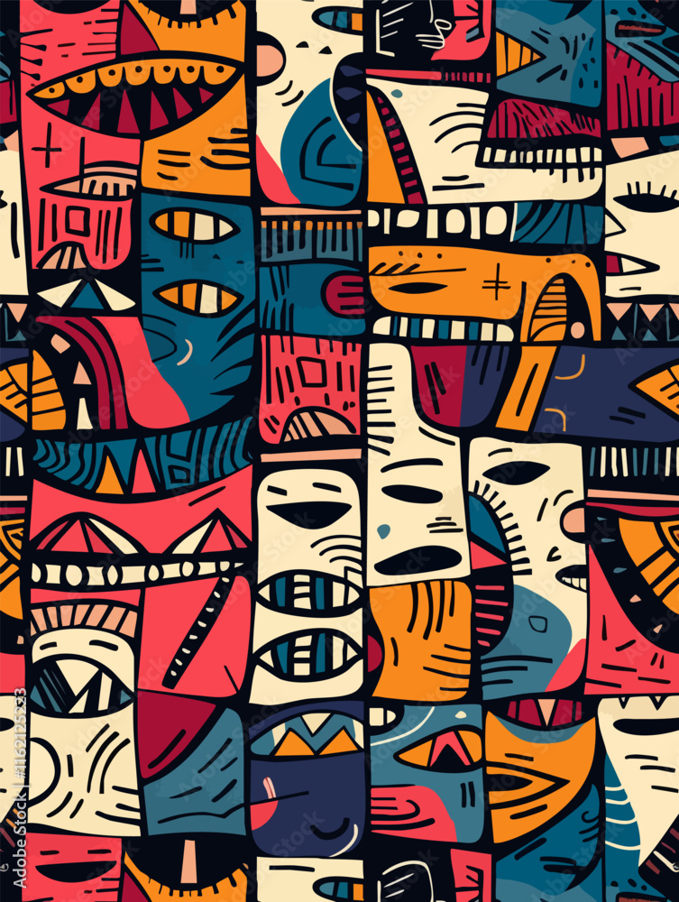 Obraz premium Vector abstract pattern with elements of African style and colors