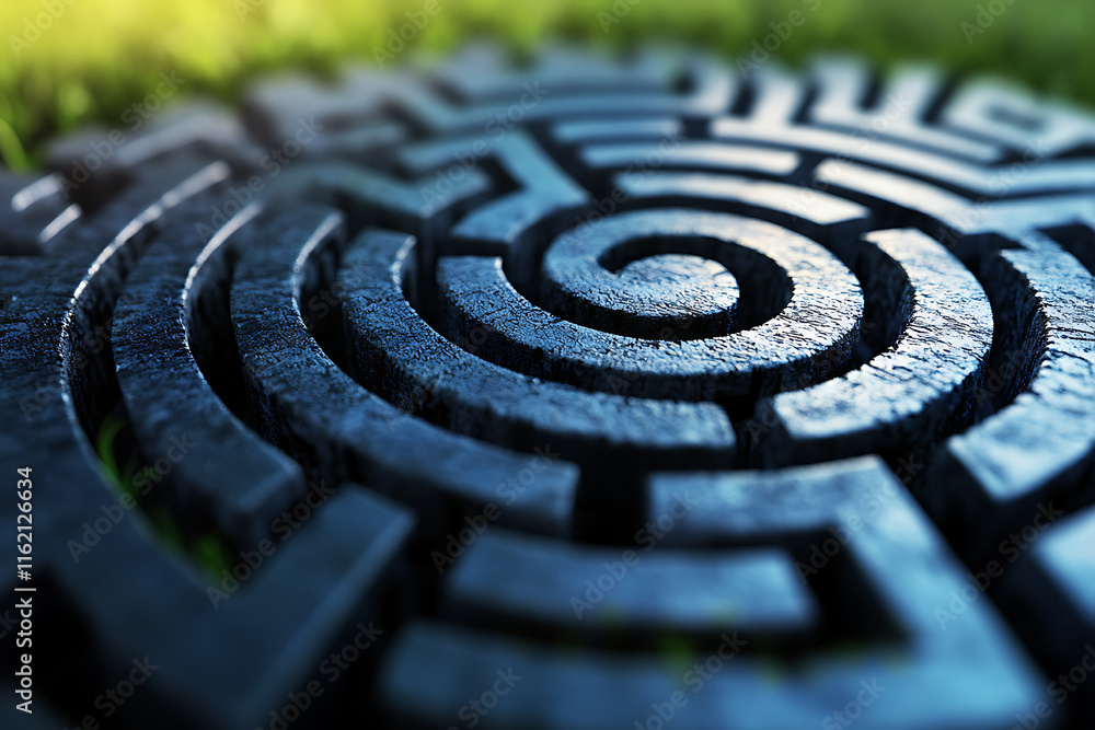 Intricate Spiral Maze Design in Stone Intricate Spiral Maze Design in Stone