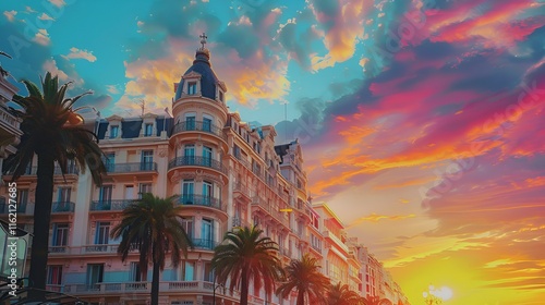 illustration of Cannes, France poster