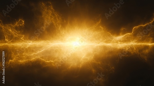 Golden Plasma Energy Burst, Abstract Art Background