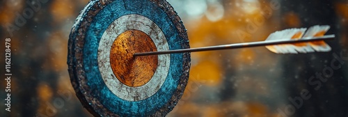 Victorianera archer in detailed clothing using a longbow with elegant fletchings aiming at a sophisticated target photo