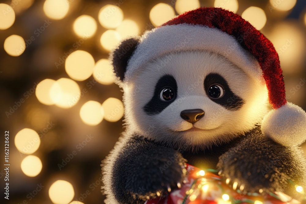 Celebrate Christmas with cute fluffy panda party. Celebrate Christmas with cute fluffy panda party.