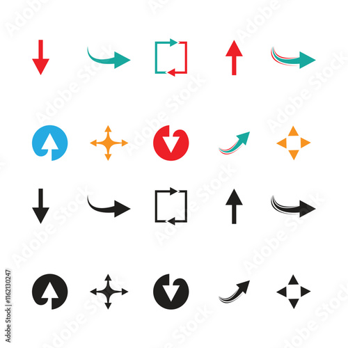 Colorful arrow Icon set.black and color arrow icon