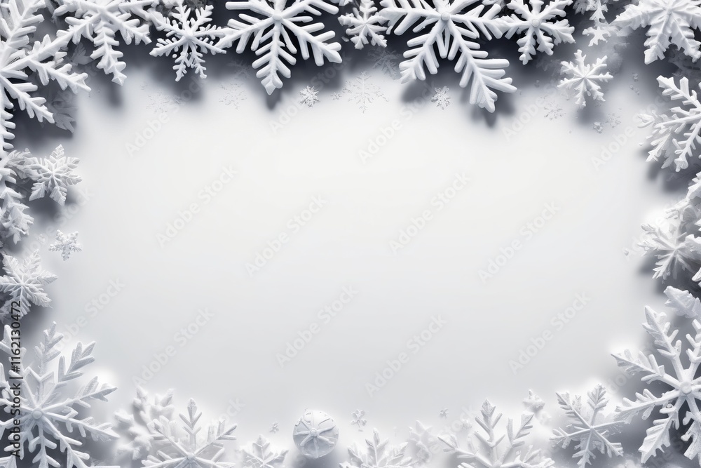 Christmas frame with snowflakes and winter background Christmas frame with snowflakes and winter background