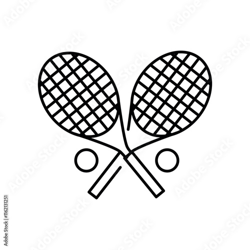 Big tennis racket line color icon. Sign for web page, mobile app,