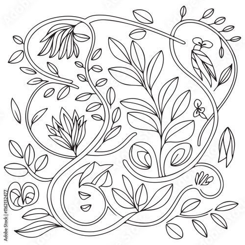Flowers zentangle art Adult coloring page vector