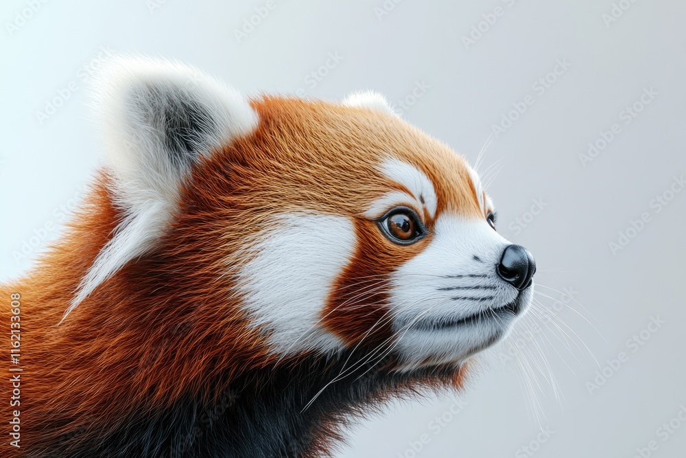 Red Panda Ailurus fulgens head shot against light background Red Panda Ailurus fulgens head shot against light background