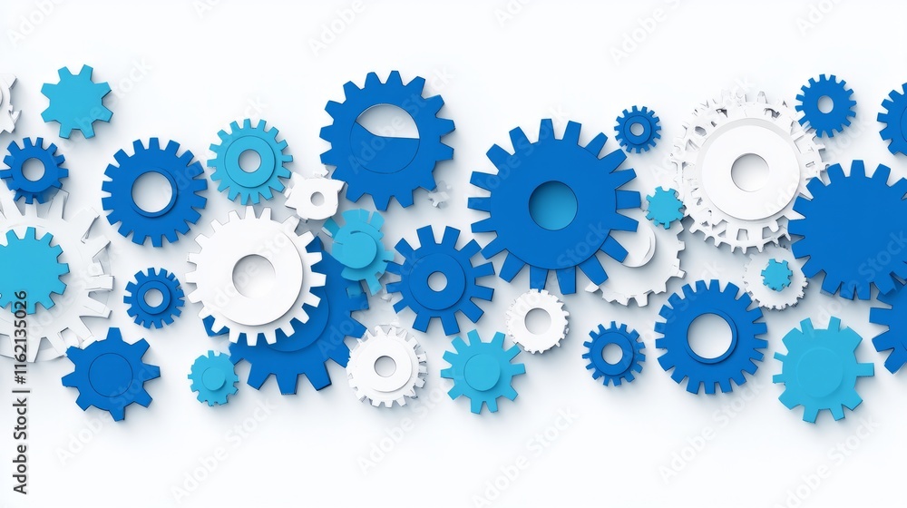 Interlocking Blue and White Gears Abstract Design Interlocking Blue and White Gears Abstract Design