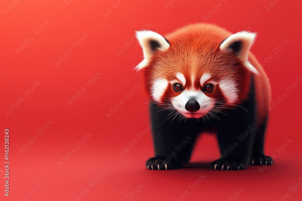 A cute red panda lives in a public zoo with space for text copy. A cute red panda lives in a public zoo with space for text copy.