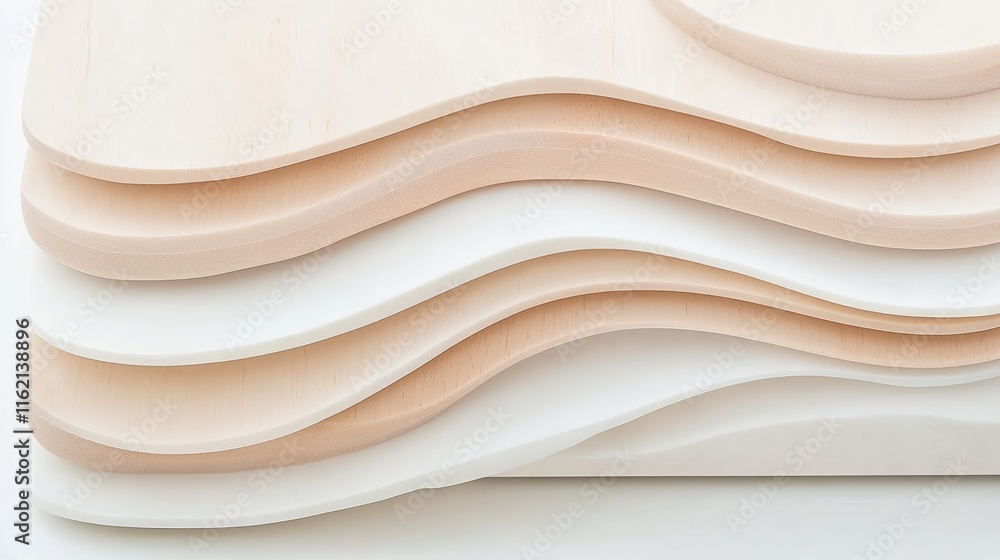 Obraz premium Layered Wooden Forms Abstract Wave Pattern Design