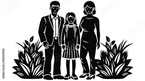 Silhouette of a family walking hand in hand