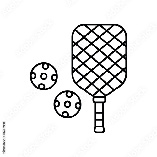 Pickleball color line black icon. Sign for web page, mobile app,